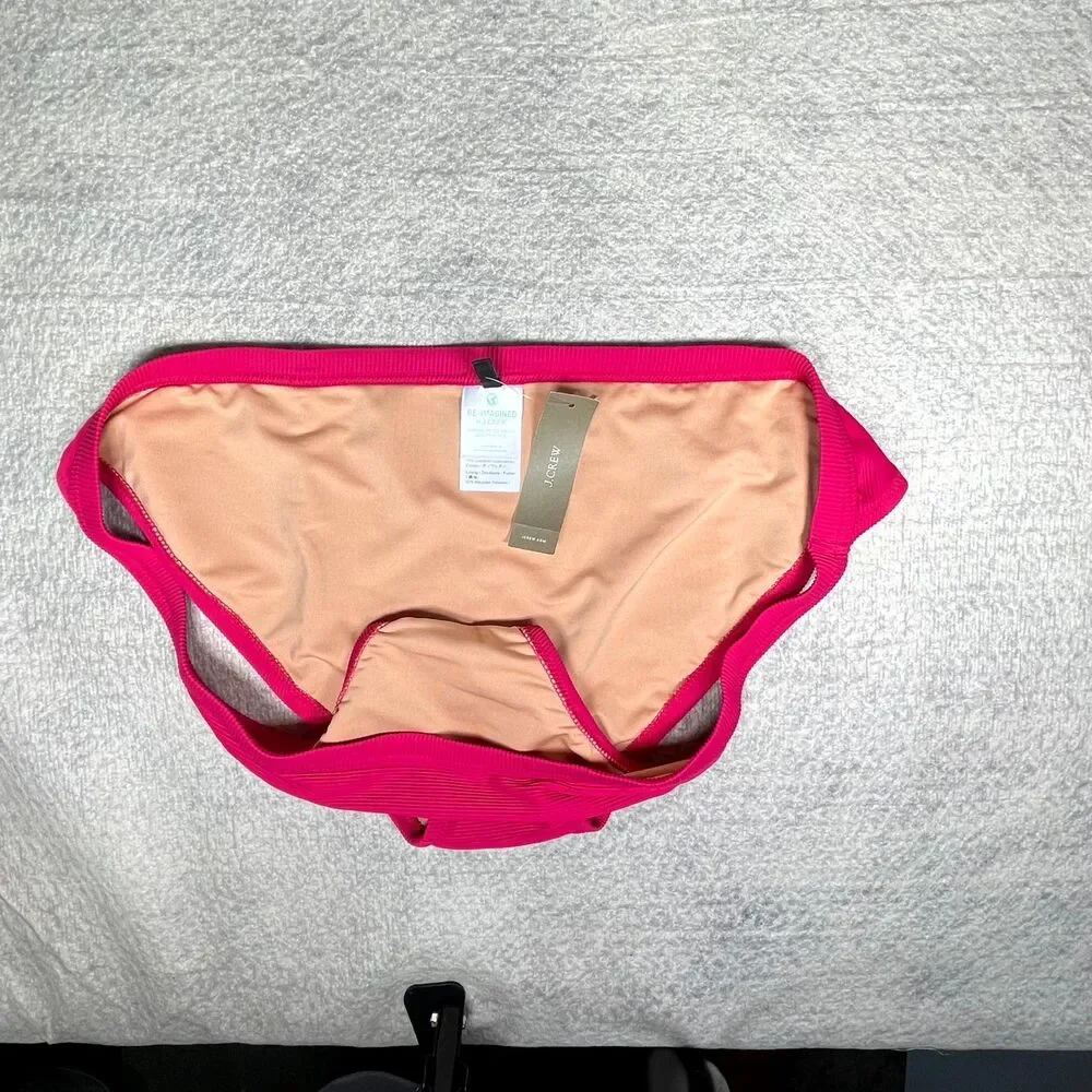J.Crew Ribbed Bikini Bottoms Bright Pink Ladies Size 2X NEW BH485 WHI - Picture 4 of 8